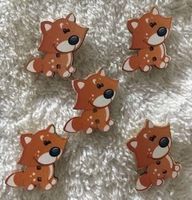 5 Füchse  Knöpfe Aufnäher fuchs Näh Knopf annähen Holz Fuchs
