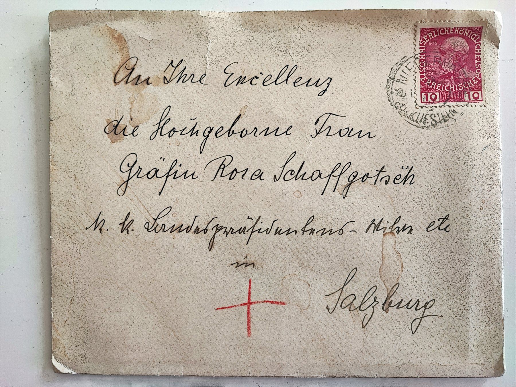 Alle Briefmarken: Briefumschlag von Msgr. Perkmann an Gräfin Rosa Schaffgotsch – Gebraucht aus Zuerich von Antiquarium