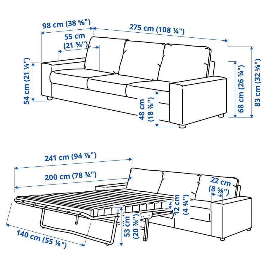 Sofas: IKEA VIMLE 3er-Bettsofa + Hocker, Gunnared beige  – Neu (gemäss Beschreibung) aus Rüschlikon von del_f9xw 7