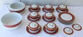 23 Teile Geschirr Set Langenthal Porzellan Chateau Rot-Gold