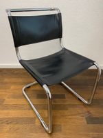 Klassischer Thonet S33 Freischwinger Stuhl Leder schwarz