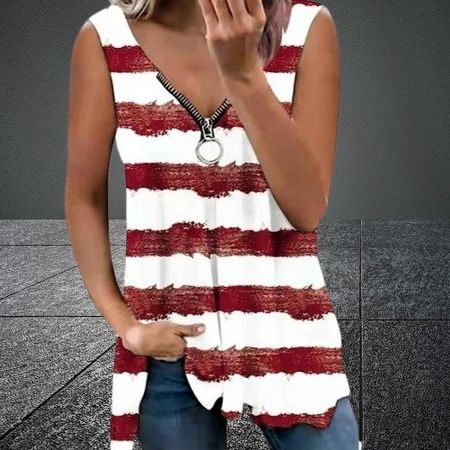 💖Stylisches gestreiftes Tank Top mit Reißverschluss 🚀💫