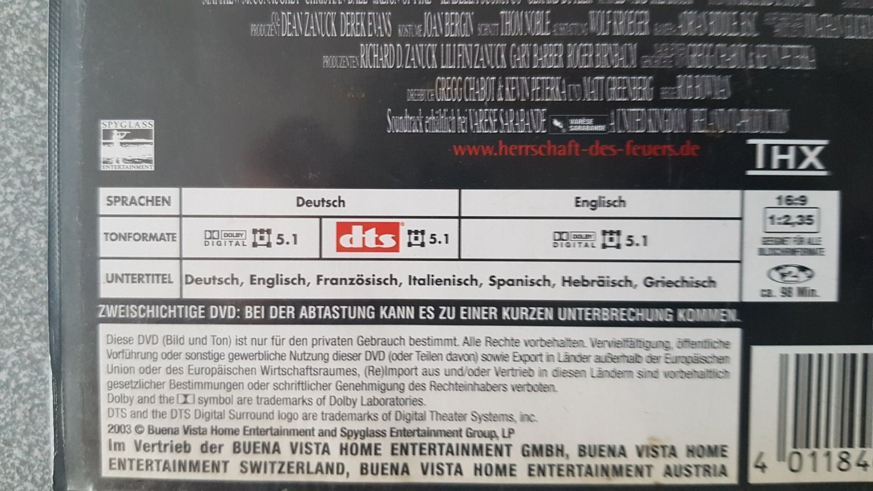 Tutti i DVDs: DVD Die Herrschafft des Feuers – Usato da Oetwil am See venduto da fineli2 1