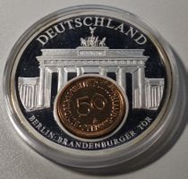 versilberte Medaille 50 mm PP, Inlay Prägung Deutschland