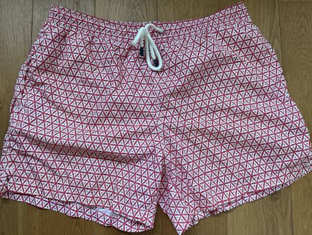 Badehose Herren rot weiss Muster Grösse XL 