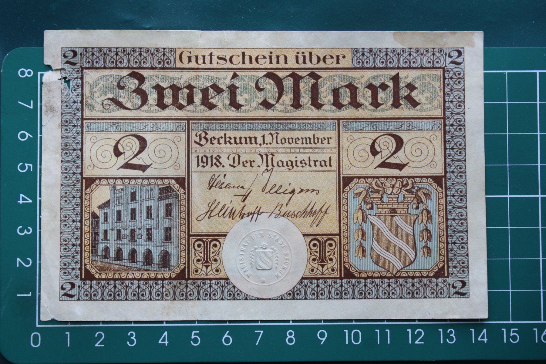 Banknoten: currency voucher germany beckum 2 mark 1918 – Gebraucht aus Laupen BE von Gufi57