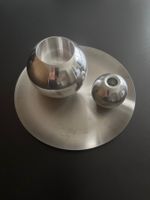 Bougeoirs design en métal argenté, lot de 3 pièces