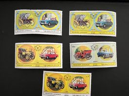 Sharjah 1970/71 Autos Cars  5 Briefmarken ** Luxus (C22)