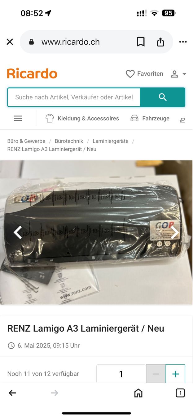 Laminiergeräte: Renz Lamigo A3 Laminiergerät / Neu – Neu und originalverpackt aus Necker von liq24 2