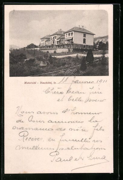 Ansichtskarten: AK Neuchâtel, La Maternit, 1911 – Gebraucht aus Berlin von bartko-reher
