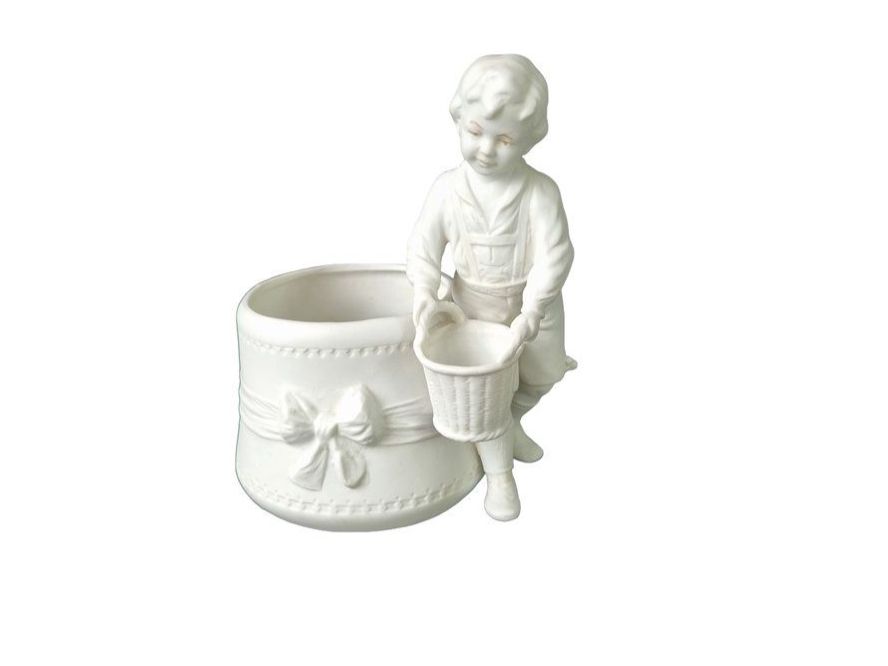 Figuren: Dekorative Keramikblumentopf mit Figur – Gebraucht aus Wangen b. Olten von Restwert_Wangen
