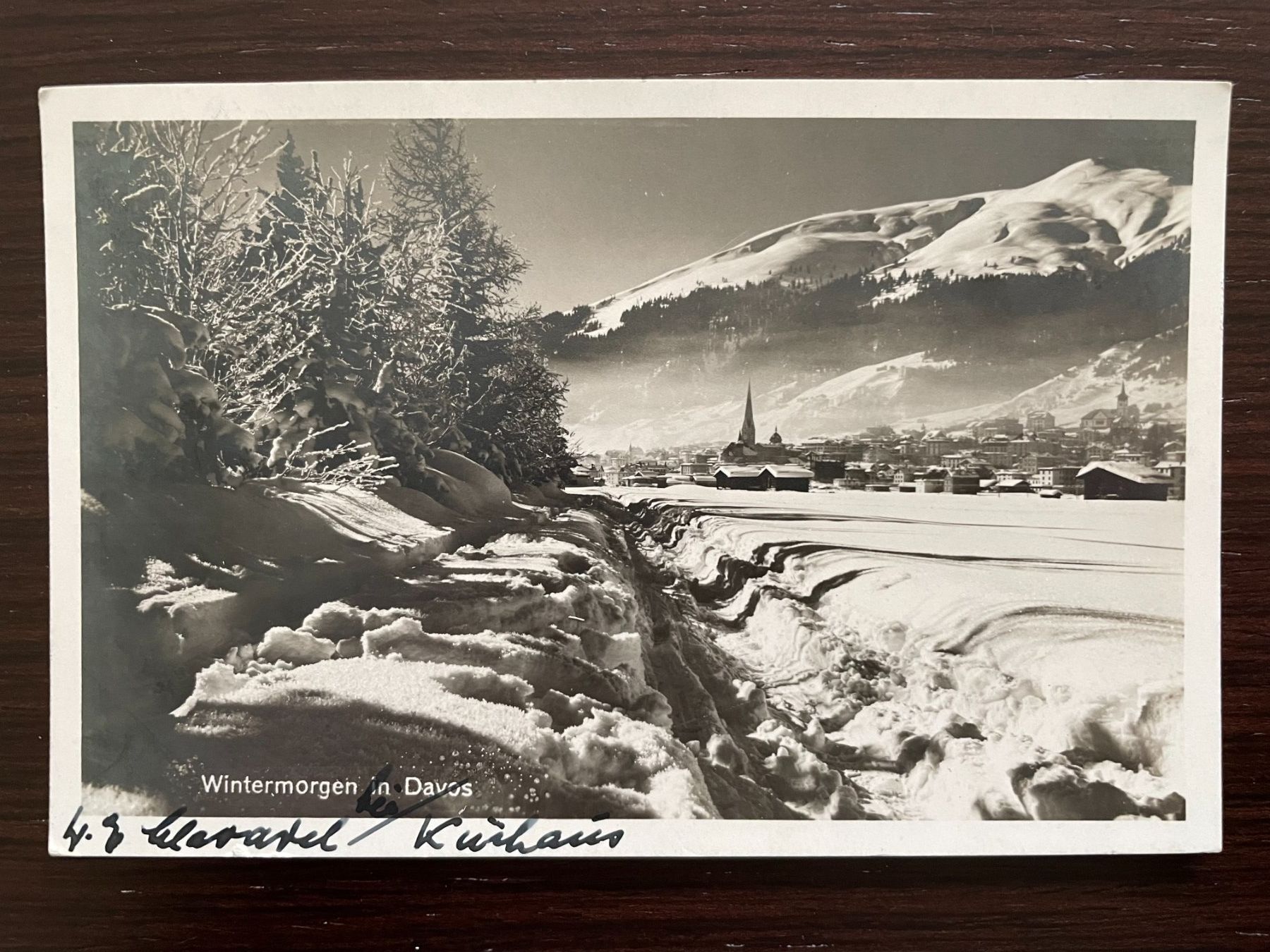Ansichtskarten: DAVOS Wintermorgen, Schnee, 1928 – Gebraucht aus Wald ZH von TLILEF