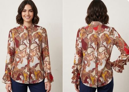 Chemise soie  Laura Biagiotti Roma motif cachemire T.S/M