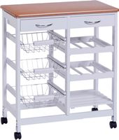 ZELLER 13774 Küchenrollwagen m. Bambusdekor-Top, MDF, weiss