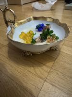 Centrotavola vintage con decoro uva in vetro di Murano