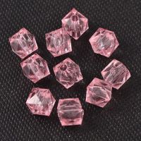 Acrylperlen Transparent facettiert Rosa 50Stück