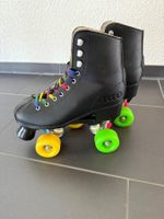 Rollschuhe Rio Roller schwarz mehrfarbige Rollen gebraucht