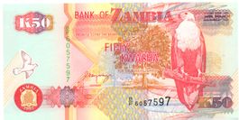 Sambia Zambia 50 Kwacha 1992 P37b Unterschrift 11