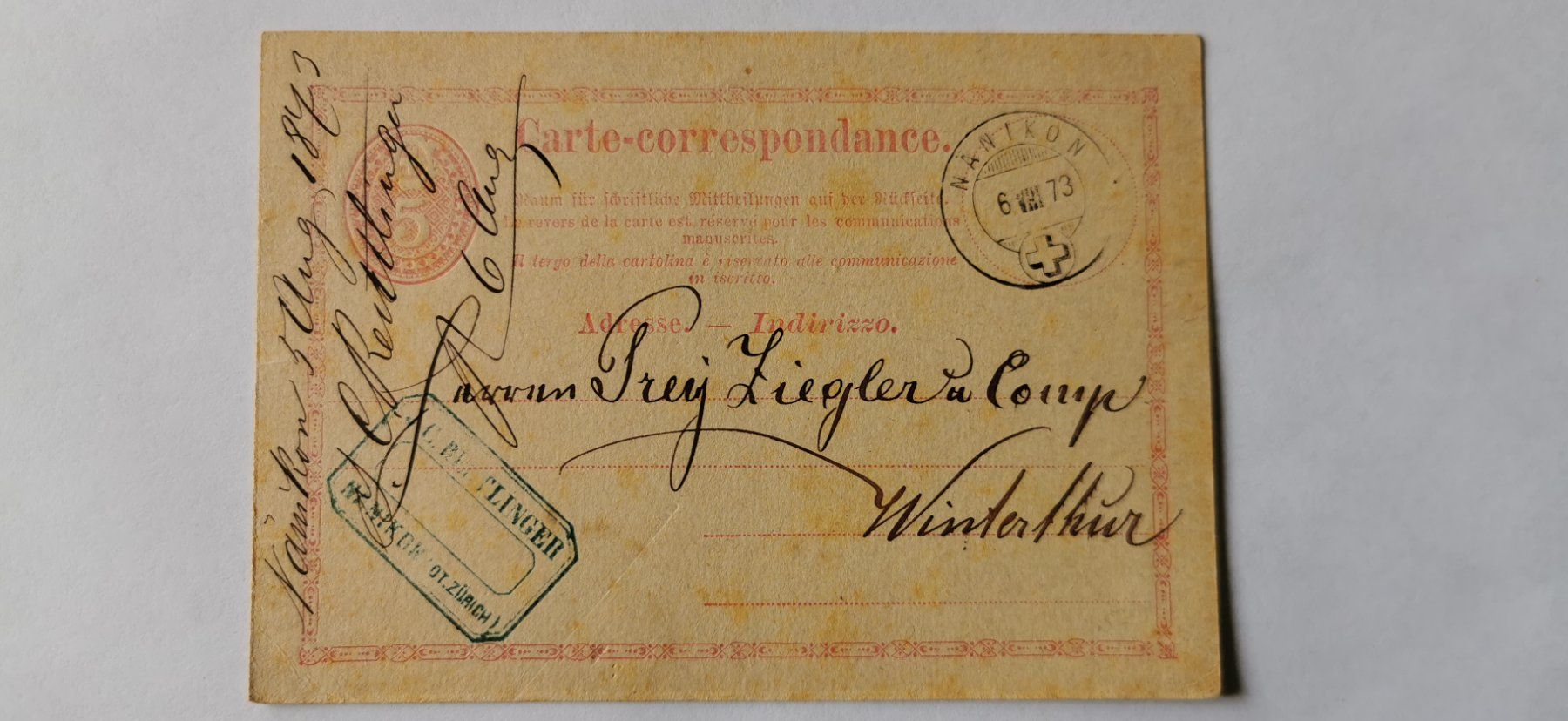 Cartoline: Carte-Correspondance 1873 – Usato da Aadorf venduto da Chnorli-Furz