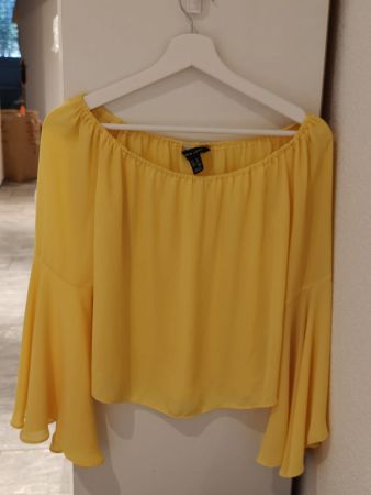 New Look Bluse gelb schulterfrei gebraucht