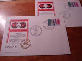 Tag der Briefmarke 1987 ,  Zurzach, Brief + Karte