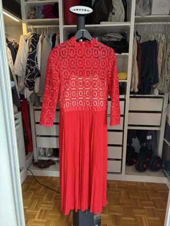 Red lace mid-length dress like new