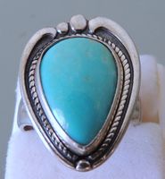 Sterling Silber Türkis Fingerring Gr. 49 USA