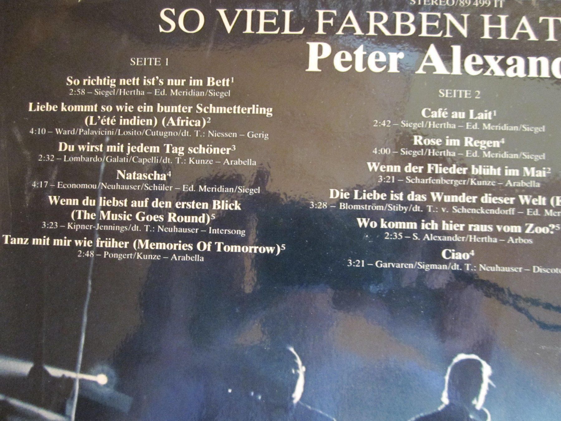 Dischi in vinile: Peter Alexander - So viel Farben hat... – Usato da Uetendorf venduto da Florabella01 1