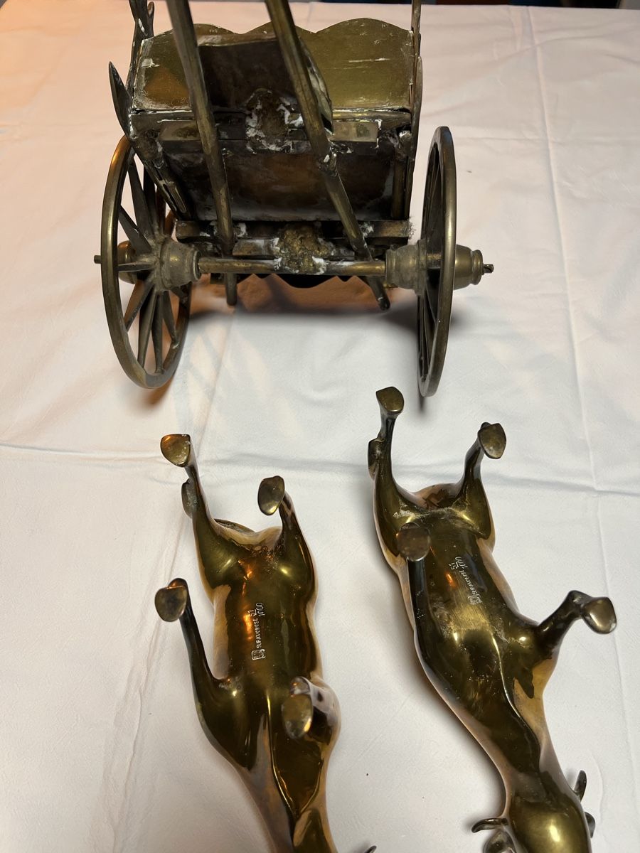 Figuren: Messing Ochsenwagen, asiatische Deko – Gebraucht aus Perlen von Chregle1 4