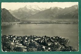 Montreux, vue générale et Dents du Midi, 1935, gelaufen