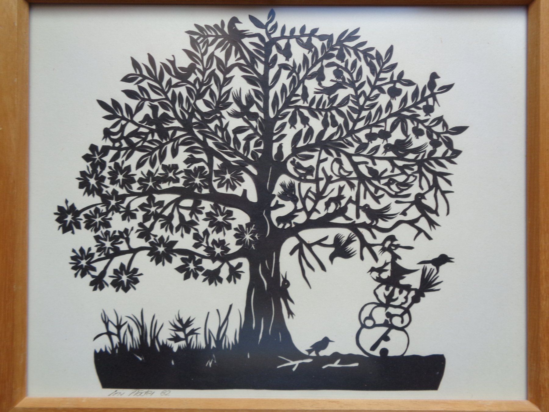 Grafica & Litografie: ORIGINAL SCHERENSCHNITT BAUM VÖGEL SIGN. IRIS MÄDER – Usato da Henggart venduto da linda666 1