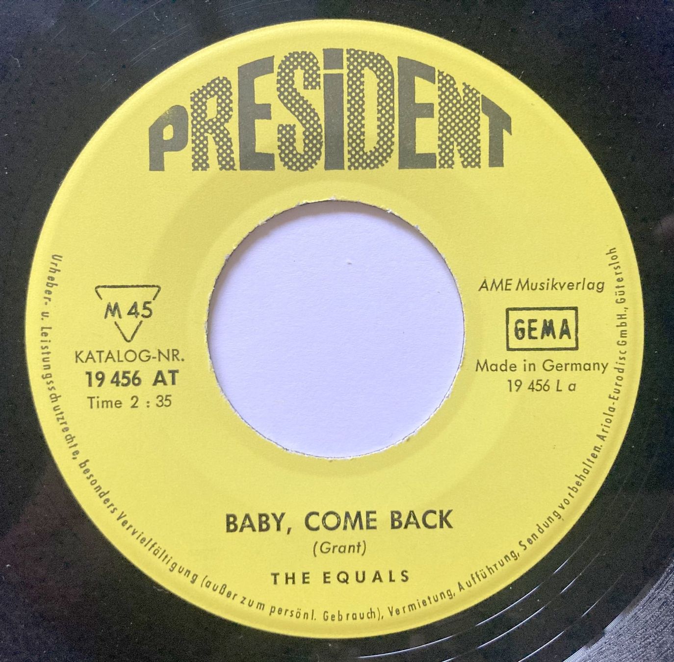 Dischi in vinile: THE EQUALS - BABY, COME BACK – Usato da Bottens venduto da hotter-than-hell 2