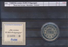 1998 Die ersten EURO - Prägungen, "Raub der Europa"