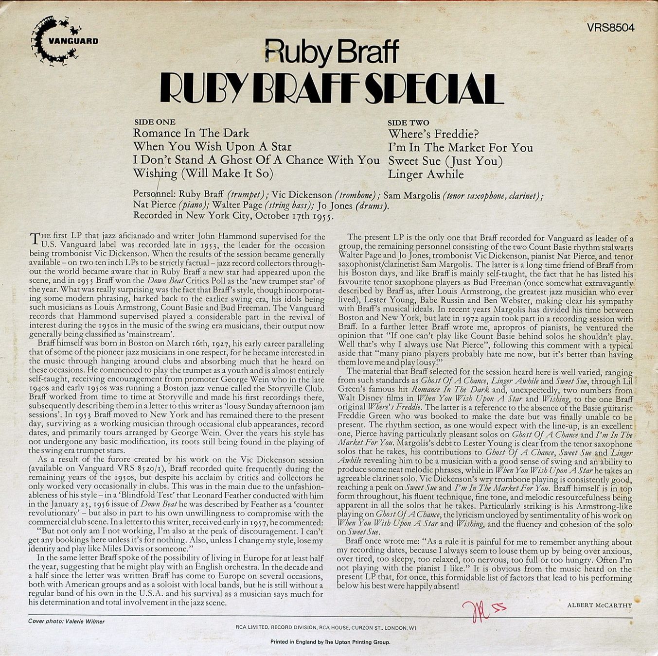 Dischi in vinile: Jazz LP: Ruby Braff "Special" (Vanguard) – Usato da Hochfelden venduto da mue_lhm9 1