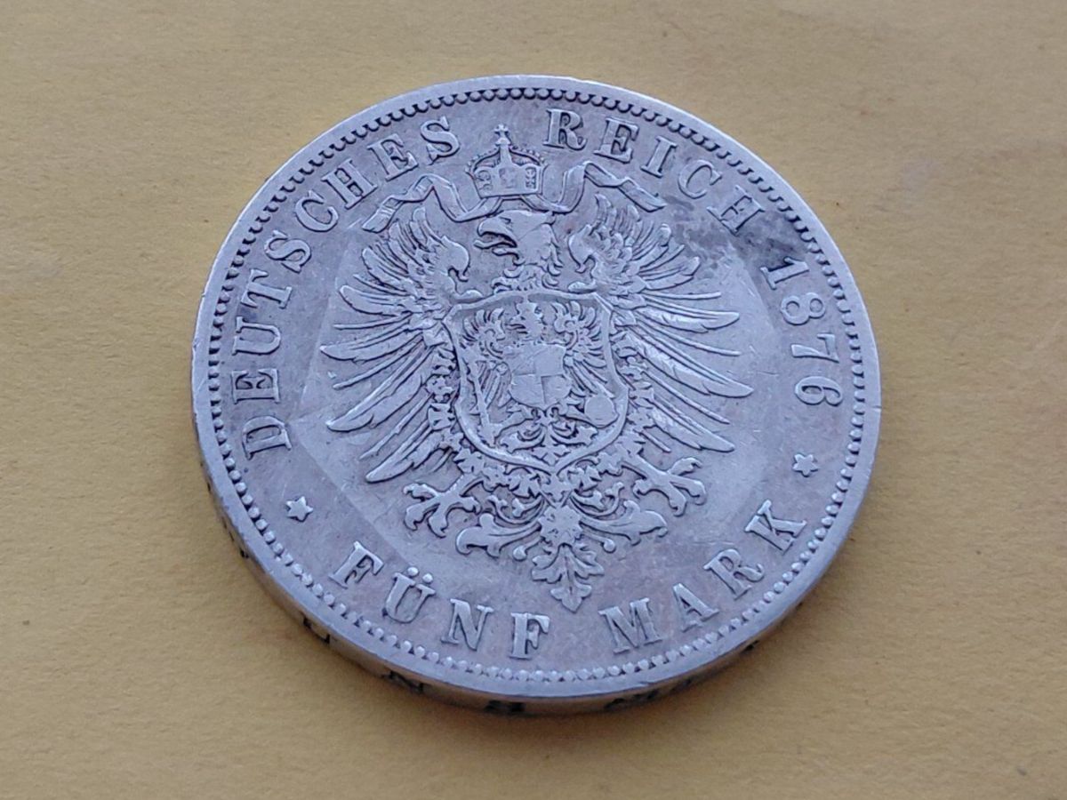 Tutti le monete: Preussen 5 Mark "Wilhelm I" 1876 B Silber – Usato da Buchs SG venduto da numispatica 1