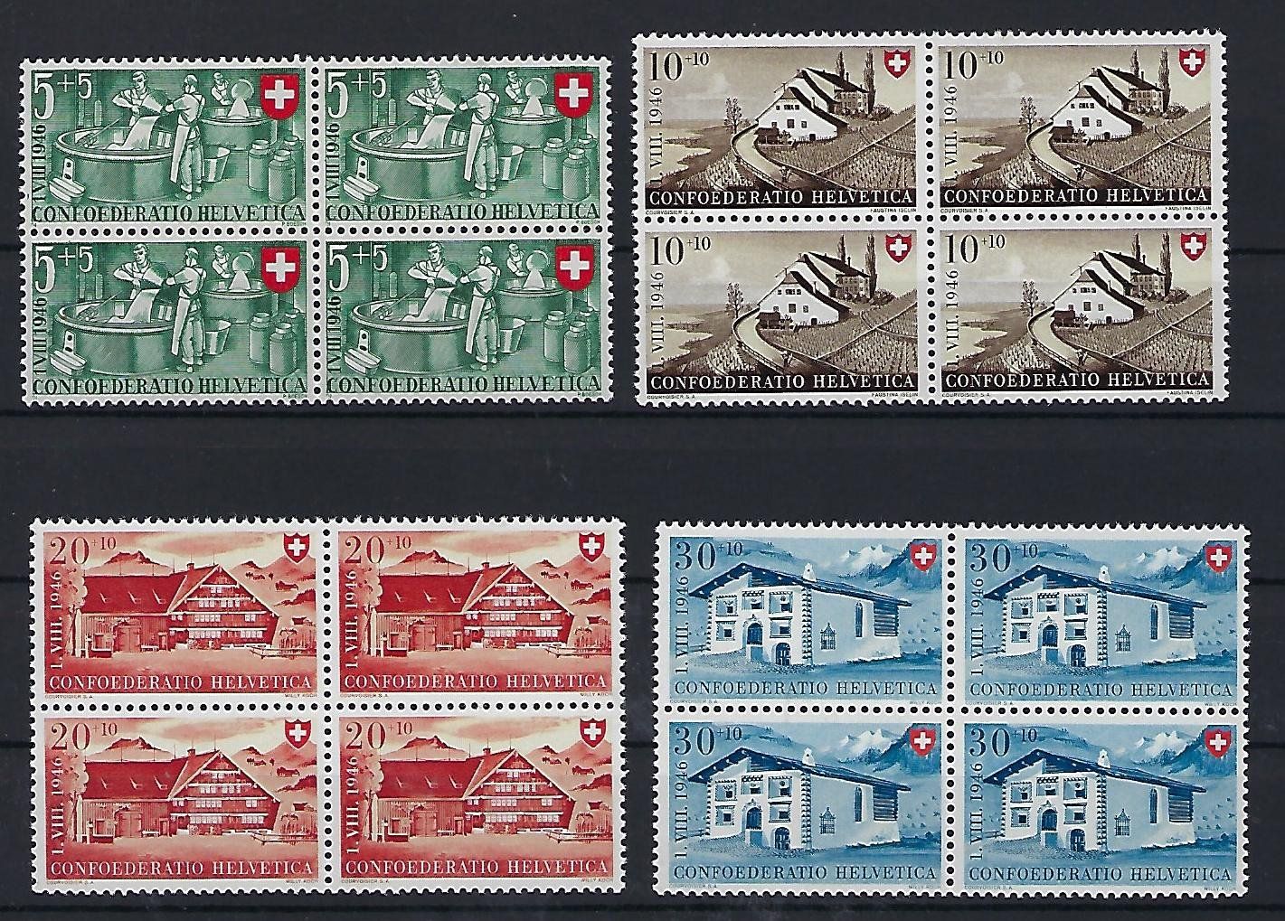 Tutti i francobolli: Pro Patria Viererblocks 1946 postfrisch    14684 – Usato da Lunden venduto da Animus999
