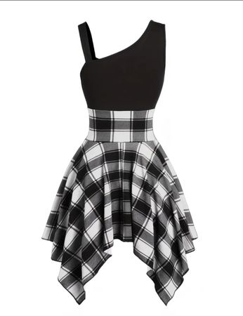 Asymmetrisches Karo-Kleid Goth Lolita Korsett gr. M NEU