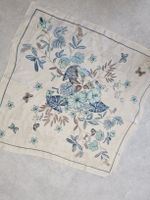 Foulard carré imprimé floral bleu crème