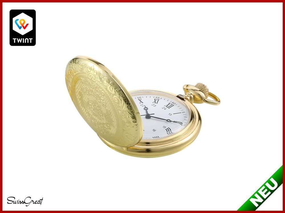 Vintage Bronze Taschenuhr Für Papa Quarzwerk It Kette, Graviertes
