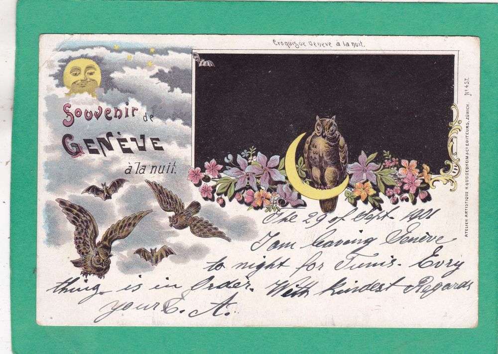 Souvenir de Genève à la nuit Eulen Mond 1901 Kaufen auf Ricardo