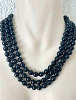Vintage Onyx-/Achat Longkette 120 cm handgeknüpft Unikat