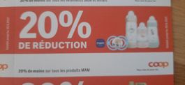 - 20% sur tous les produits MAM chez COOP