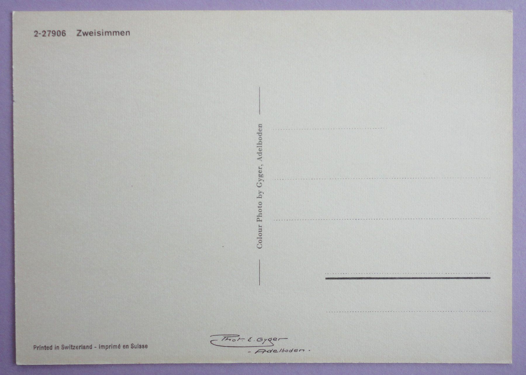 Cartoline postali: Zweisimmen – Usato da Fétigny venduto da Billy2miny 1