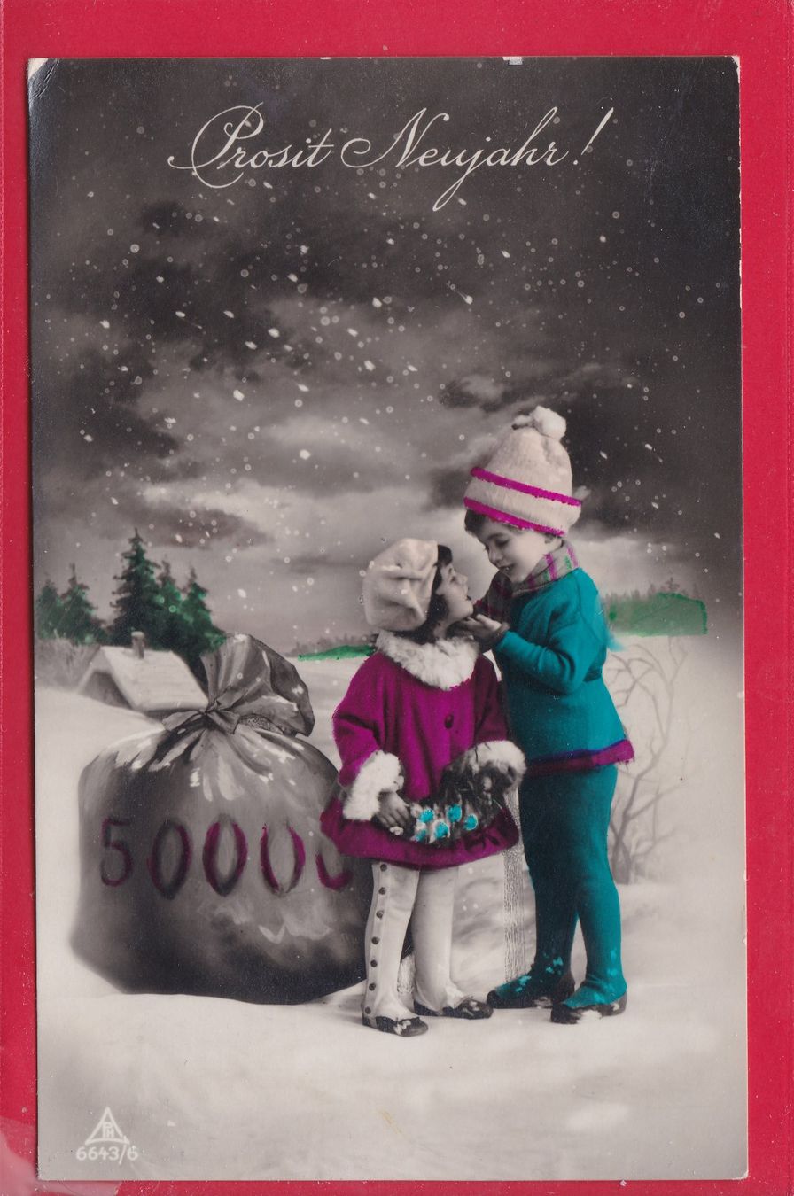 Cartoline postali: PROSIT NEUJAHR, 30.12.1935 – Usato da Oberrieden venduto da Gebirgsstelze