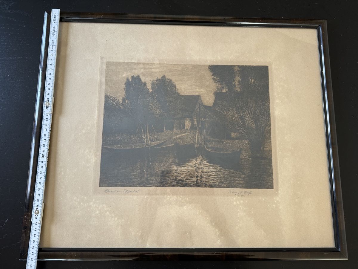 Incisioni: Alter Stich von 1913 Fluss mit Boot – Usato da Erstfeld venduto da Mario_boe0 1