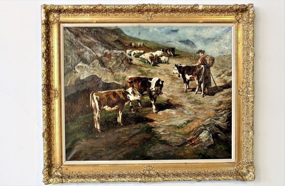Dipinti: Anton Braith. Hirtenmädchen auf der Alm. – Usato da Trun venduto da artantic 1