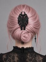 Hairpin moth moon ornament black new condition