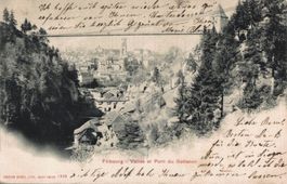 Alte Ansichtskarte Fribourg, Vallée et Pont, Rarität 1902