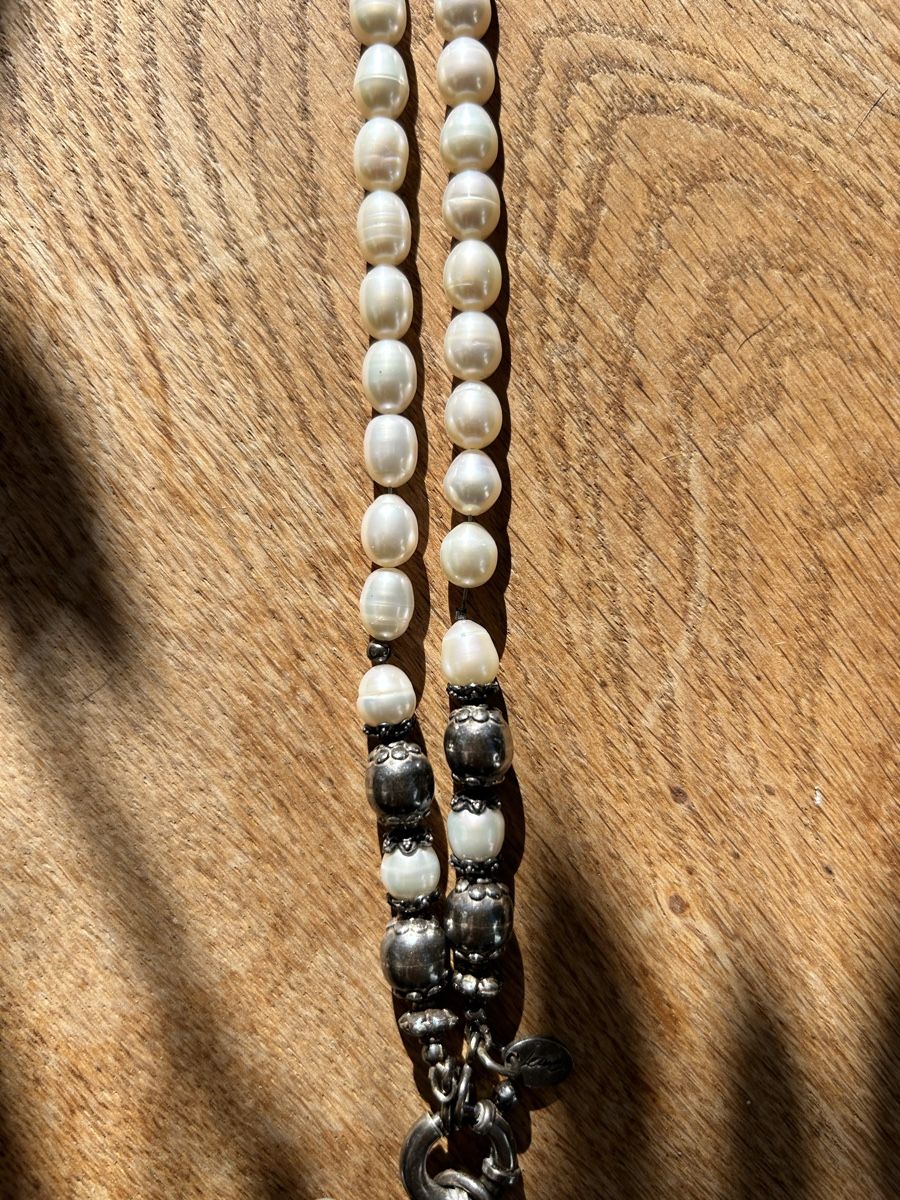 Catenine: Perlenkette Silber Herz Anhänger Vintage Boho chic – Usato da Trin venduto da kreadiva 1