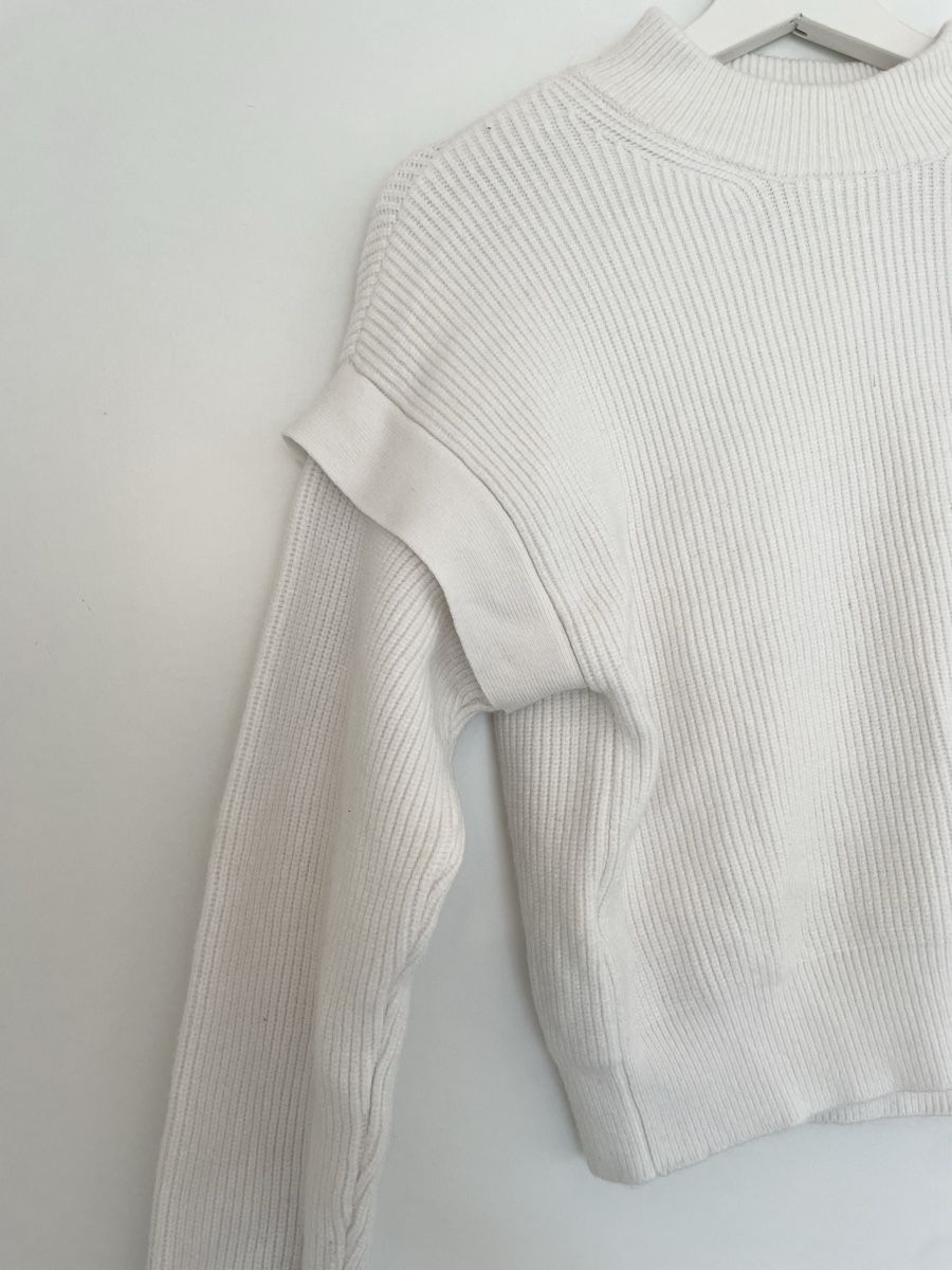 Mango Pullover & Sweatshirts: Stylish White Ribbed Sweater - Perfect Condition! – Neu (gemäss Beschreibung) aus Roche VD von closetcleanse 2